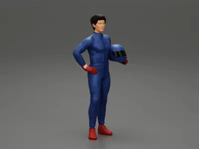 motorbike carrying his helmet 3D print model