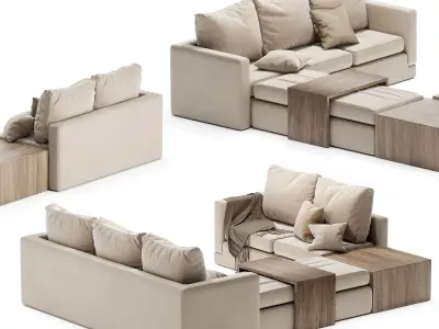 Minotti sofa cream 3D model