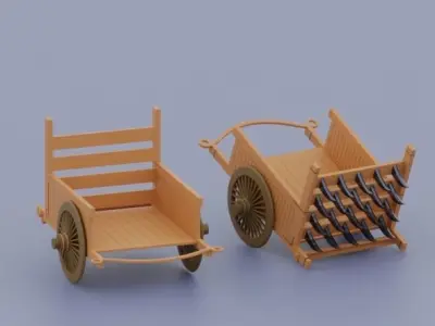 Ancient Chinese chariot Low-poly 3D model