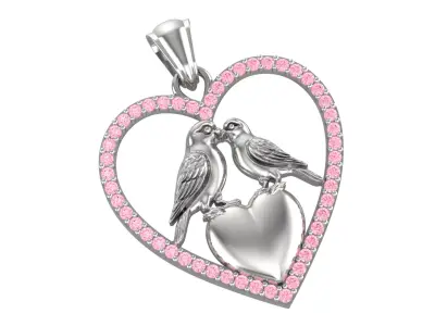 Love Birds Heart Pendant 3D print model