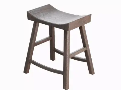 Old Wooden Chair 03 Low-poly 3D model