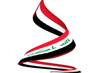  Iraqi flag on double Helical structure 3D model