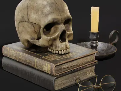 Skull and Books 3D model