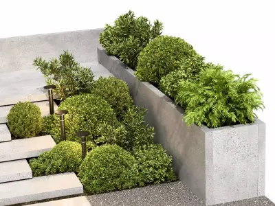 entrance exit stairs building - urban yard concrete 3D model