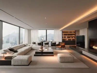 Modern Light Luxury Living Room 3D model