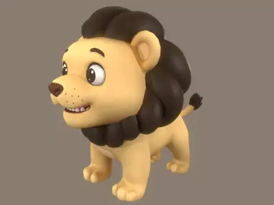Rigged Cute Playful Ligh Brown Lion  Low-poly 3D model