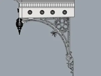 Classic iron wrought marquise-canopy-awning 3D model