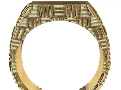 Men ring featuring a basketstyle pattern 3D print model