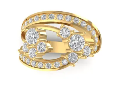 Luxury Multi Layer Diamond Gold Ring for Women 876 3D print model