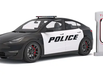 Tesla Y Police and Supercharger V3 3D model