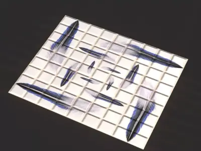 Half blue feather ceramic floor Low-poly 3D model