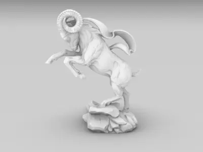 Mountain Goat Sculpture  3D Model for CNC Carving 3D Printing 3D print model