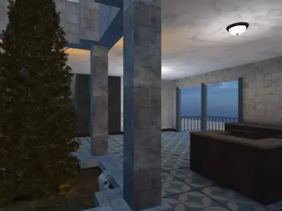 Luxury Cliff Mansion 3D FBX Model - With Interior 3D model