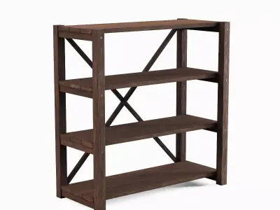 Wide Pottery Shelf A 04 Low-poly 3D model