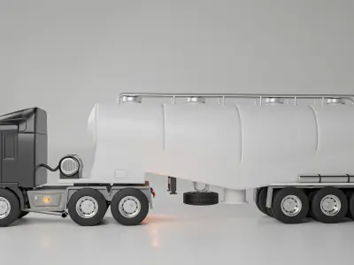 Dry bulk tanker trailer truck  Low-poly 3D model