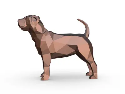 Shar pei low poly 3D print model