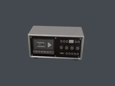 Grey Police Tape Recorder  Low-poly 3D model
