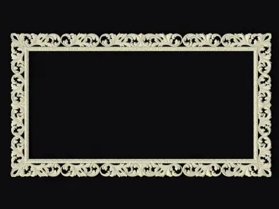 mirror gold ornate frame 3D model 2