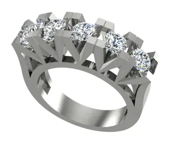 5 stone Ring 3D print model