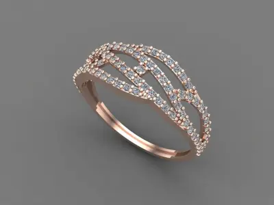 Women Ring Diamond Stone STL 3DM Lightweight Printable 3D print model 12