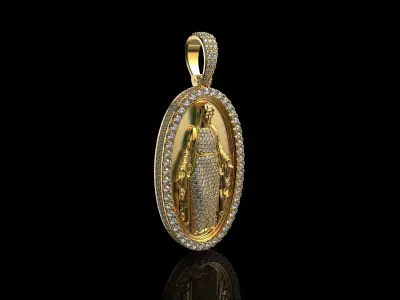 Virgin Mary With Diamonds Pendant N2 3D print model