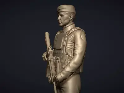 Commando Soldier Statue 3D Model for 3D Printing Ready STL OBJ  3D print model