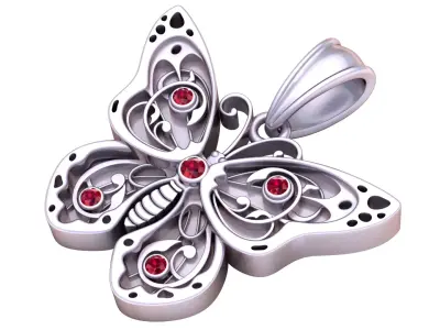 Stylish Butter Fly Gold Pendent 3D print model