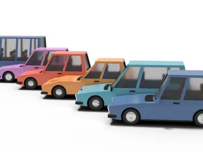 Cartoon cars pack 3D model