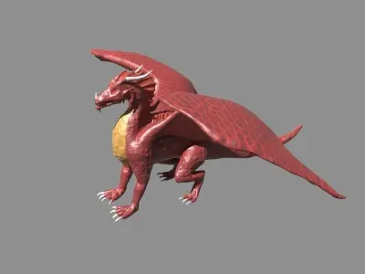 Cartoony red dragon 3D model