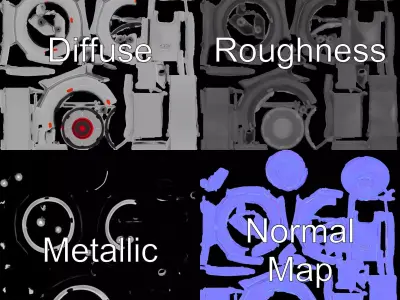 Futuristic Device Model Pack with Red Light Feature Low-poly 3D model