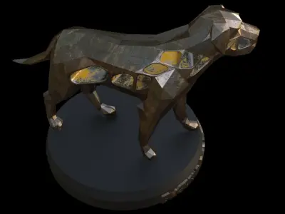 Steampunk English Mastiff Pose Low-poly 3D model