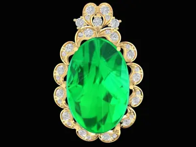 Luxury Oval Emerald Pendant 3D Model 2545  3D print model