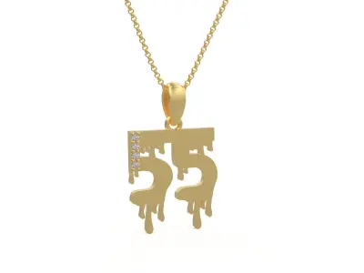 Model 1302 55 Bloody Terror Initial Number Diamond Pendant 3D print model