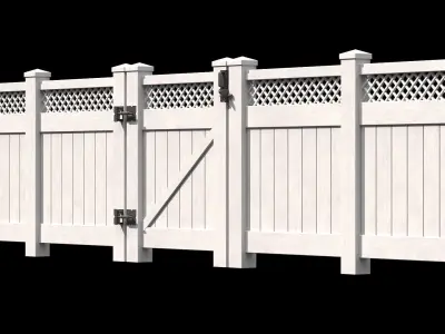 Wooden Fence set PBR 05 Low-poly 3D model
