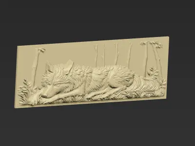 Wolf Bas-relief A132 3D print model