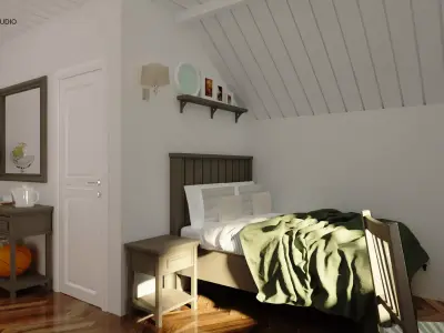 Green Bedroom Set 3D model