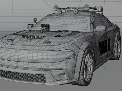 Post Apocalyptic Modified Mustang  High-Detail 3D Model Low-poly 3D model