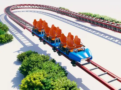Modern roller coaster track 3D model