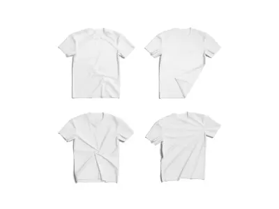 Flat Lay T-shirt fabric types - crimpled twisted folded tshirt Low-poly 3D model