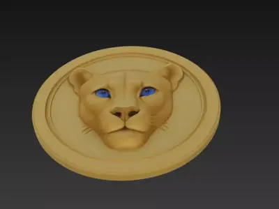 Lion Medallion Relief - Stylized 3D Wall Art Sculpture Free 3D print model