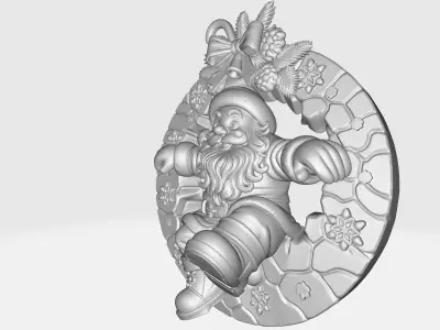 Santa Claus Christmas Wreath Ornament Festive Holiday  3D print model