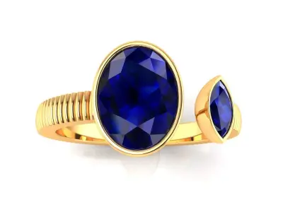 Ring M178 The luxury female ring with gems oval marquise shaped  3D print model