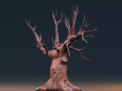 Stylized Halloween Props - Withered Tree 2 Low-poly 3D model