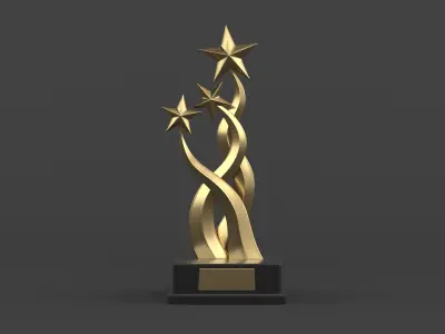 Gold Trophy Cups 3D model 16