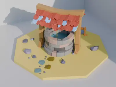 Low poly well model Free low-poly 3D model