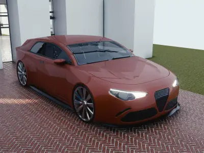 BLENDER EEVEE Brandless Small 2 door hatchback Low-poly 3D model