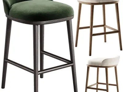 CAINE barstool Dark Brown Loom Beige 3D model