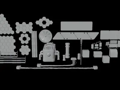 Sci-fi Assets Low-poly 3D model