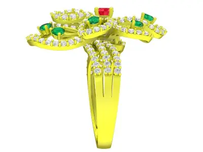 Luxury Floral Cluster Gemstone Ring for Women 4423 3D print model
