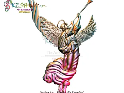 angle stl golden angel holding trumpet 3D print model